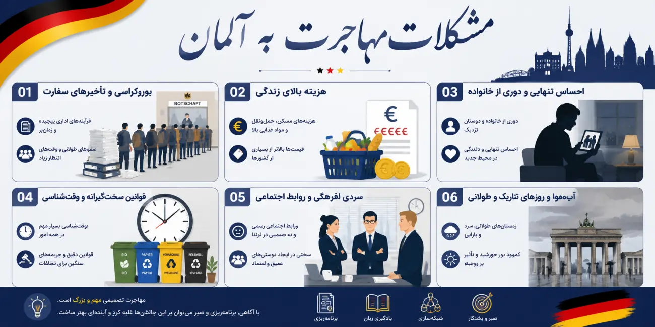 مشکلات مهاجرت به آلمان -اینفوگرافیک