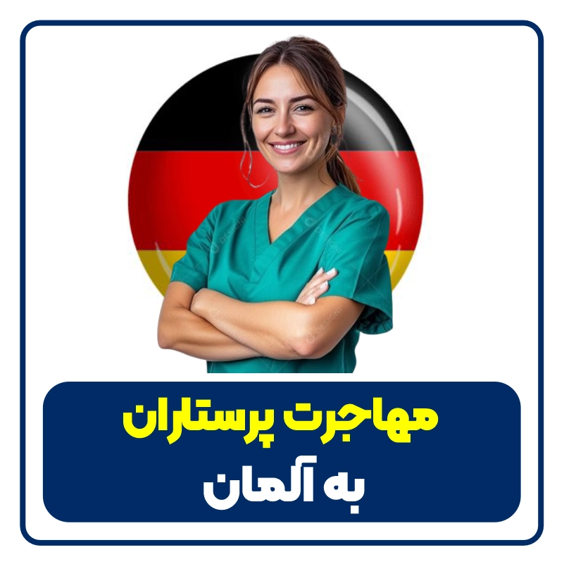 a nurse with germany flag in background for feature image - مهاجرت پرستار به آلمان