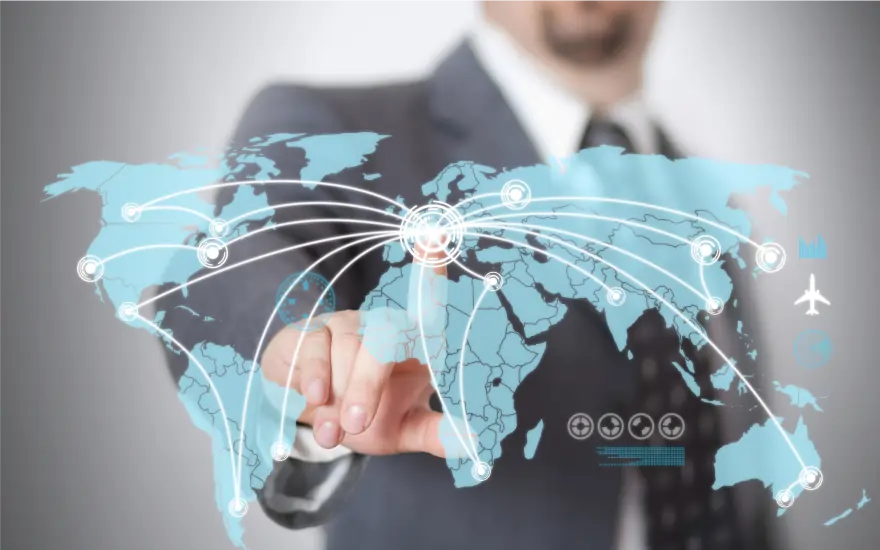 بهترین کشورها برای مهاجرت - a picture of world map with a man who is in back
